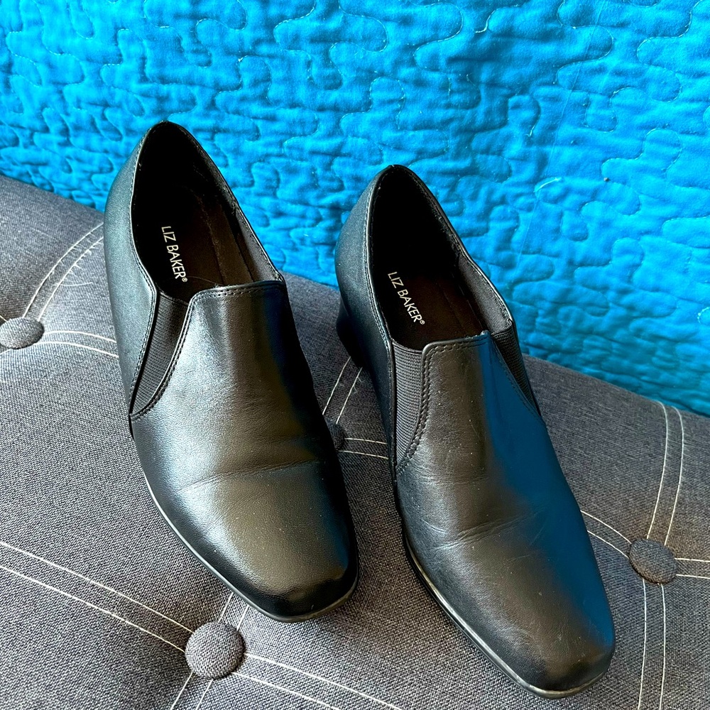 Liz Baker black leather casual shoes 7W